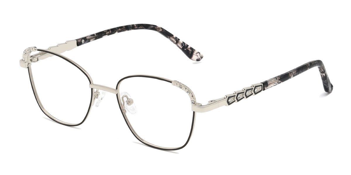 Fekete ezüst Maryjane Szemüveg - Cat Eye Glasses