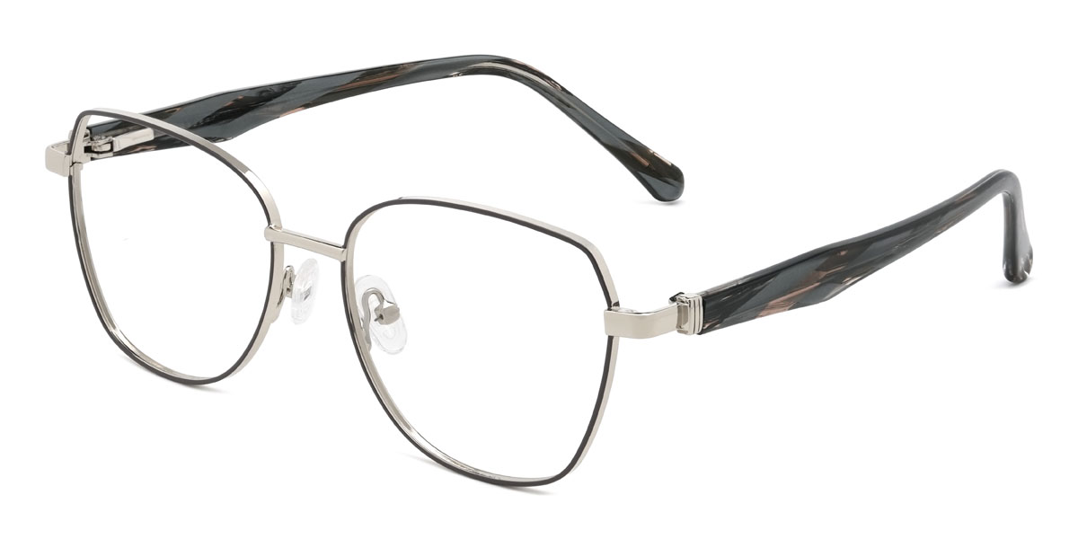 Black Silver Greg Glasses - Rectangle Glasses
