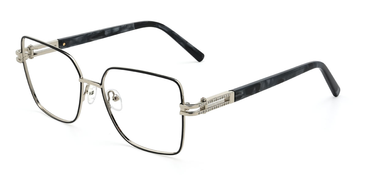 Fekete ezüst Taleen Szemüveg - Rectangle Glasses