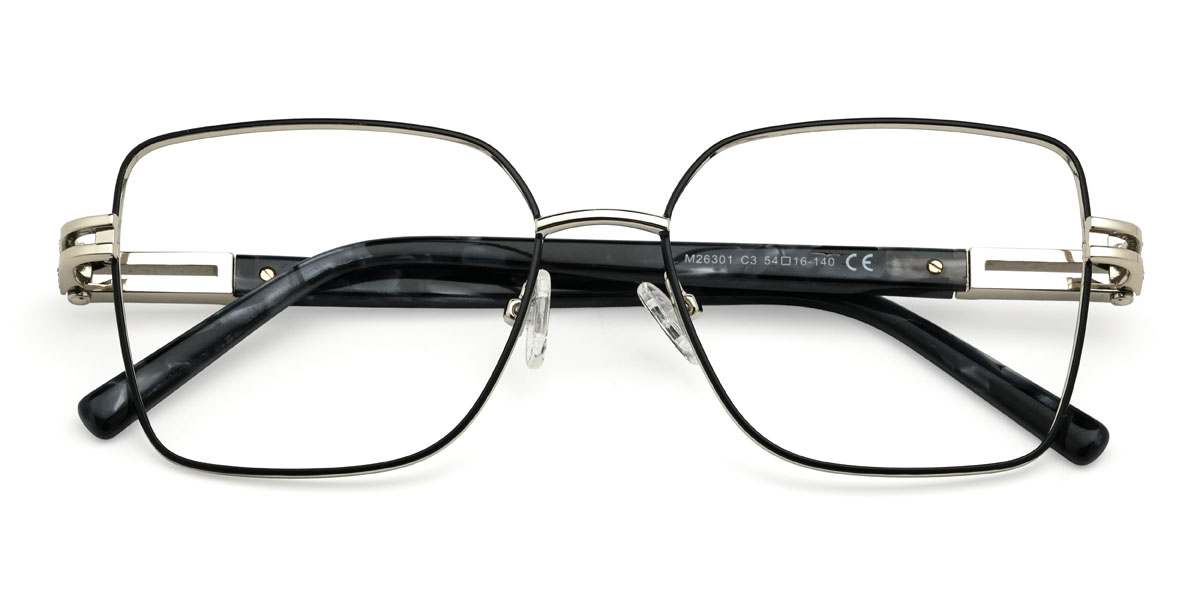 Fekete ezüst Taleen Szemüveg - Rectangle Glasses