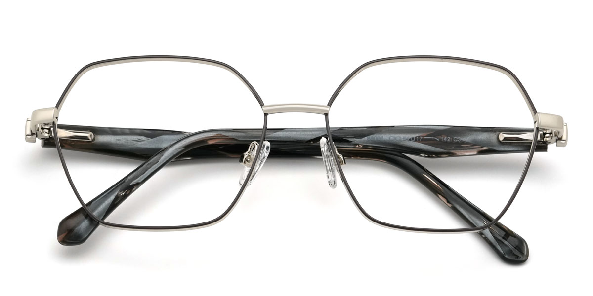Schwarz Silber Milton Brille - Square Glasses