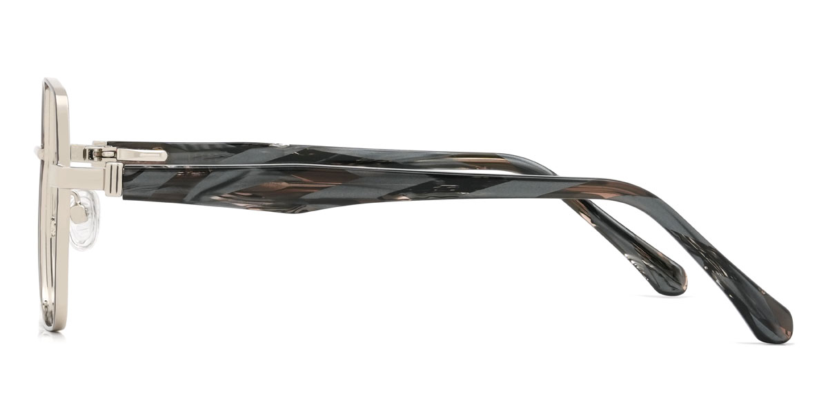 Schwarz Silber Milton Brille - Square Glasses