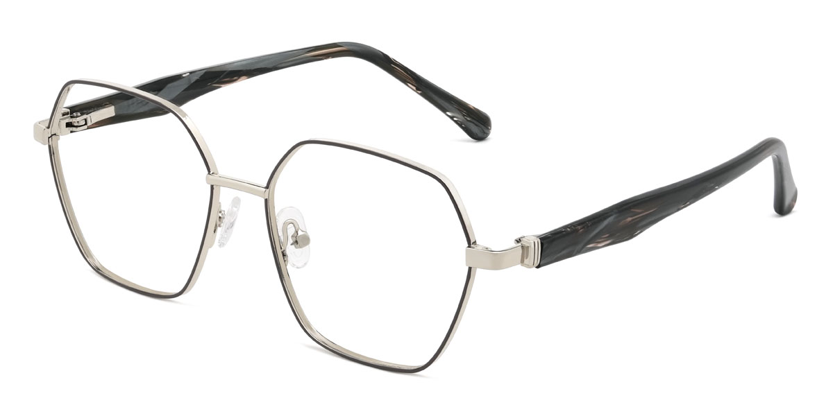 Schwarz Silber Milton Brille - Square Glasses