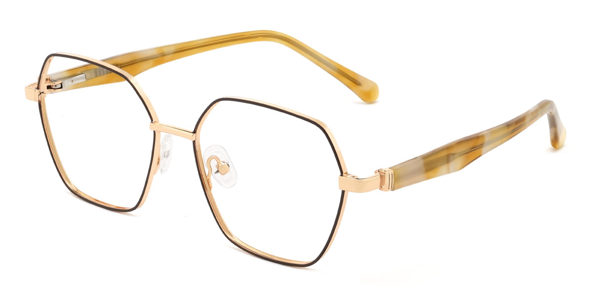 gold braun Milton Brille - Square Glasses