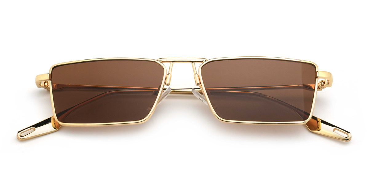 Gold Braun Zavion Brille - Rectangle Sunglasses
