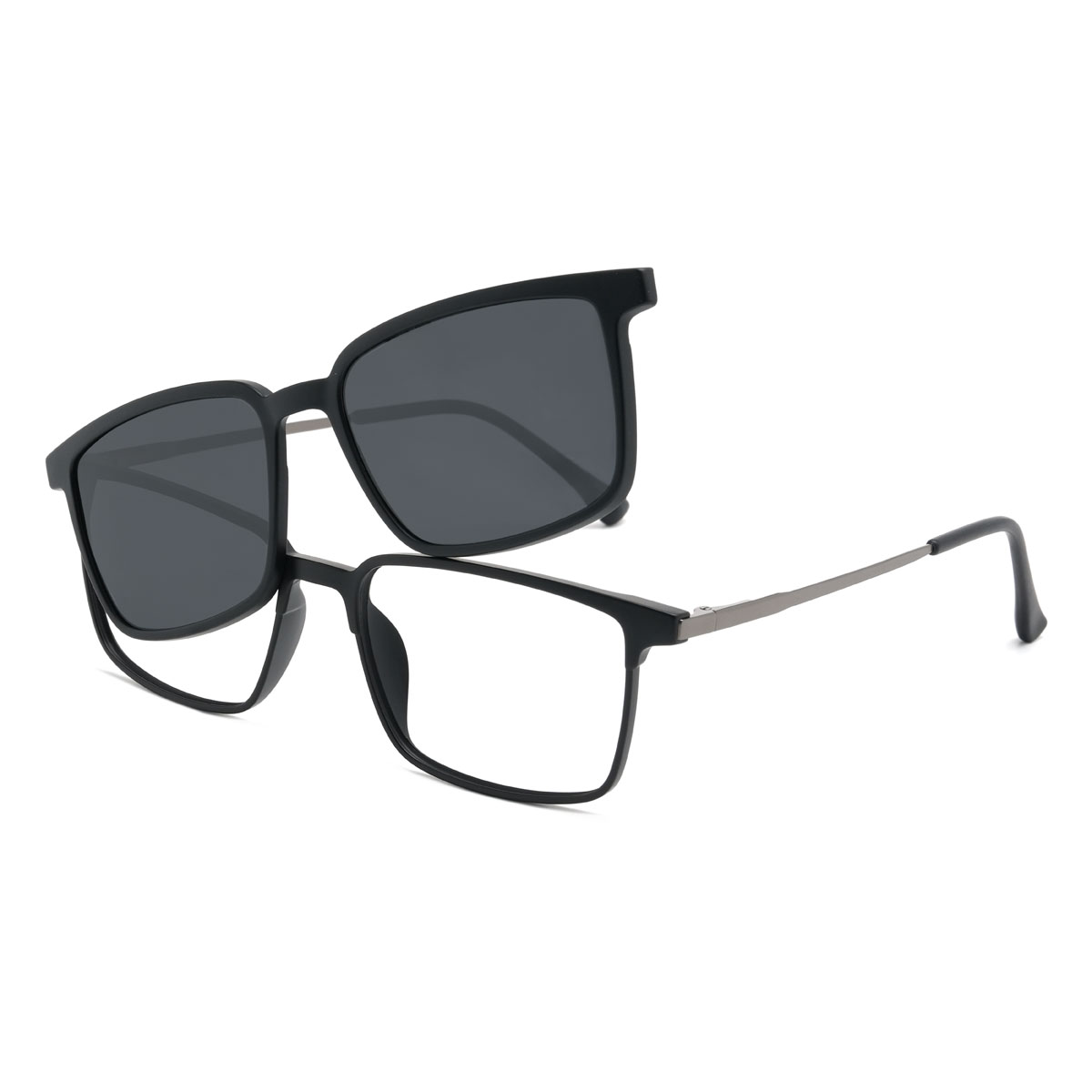 Schwarz Delainey Brille - Rectangle Clip-On Sunglasses