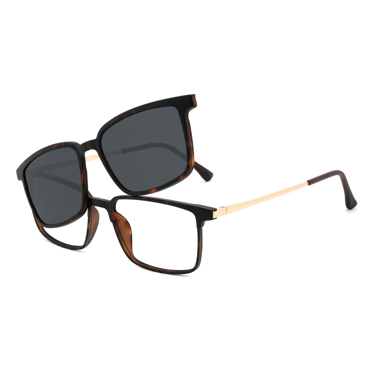 Schildpatt Delainey Brille - Rectangle Clip-On Sunglasses