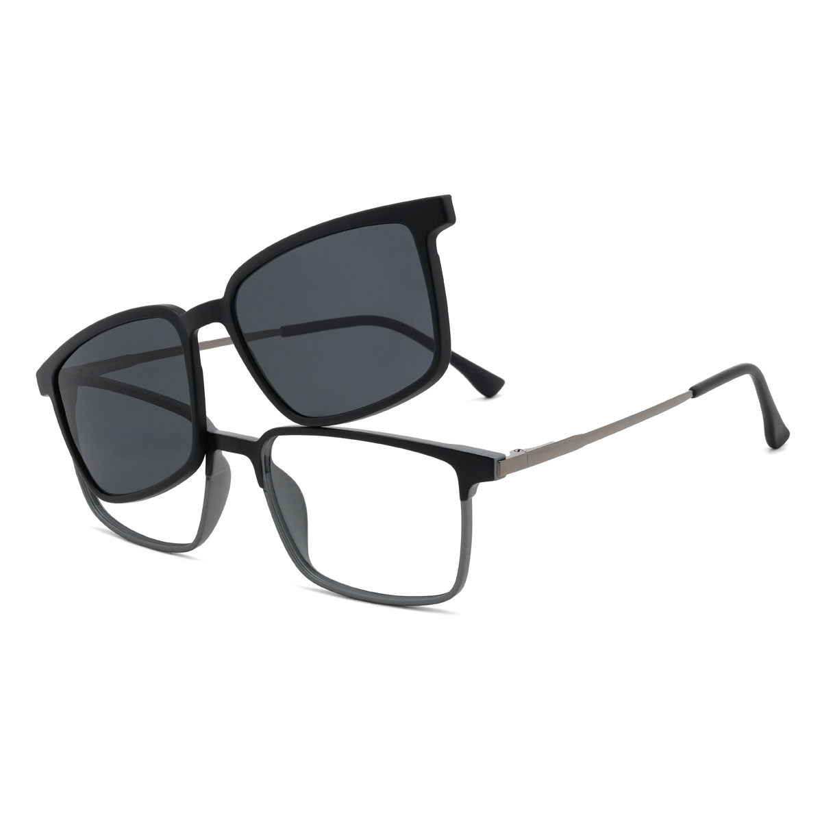 Schwarz Grau Delainey Brille - Rectangle Clip-On Sunglasses