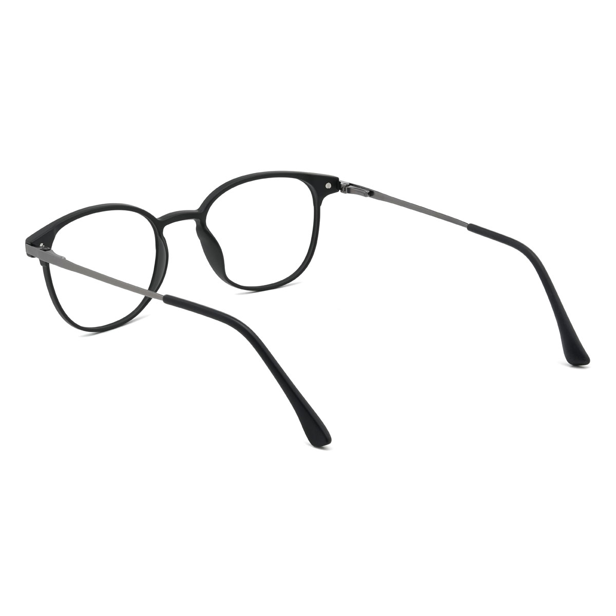 Schwarz Silber Lennix Brille - Oval Clip-On Sunglasses