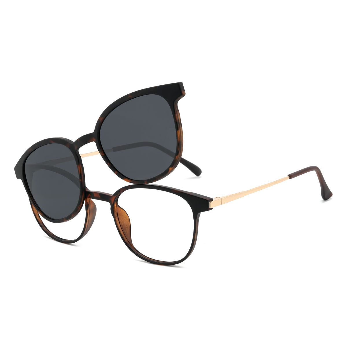 Schildpatt Lennix Brille - Oval Clip-On Sunglasses