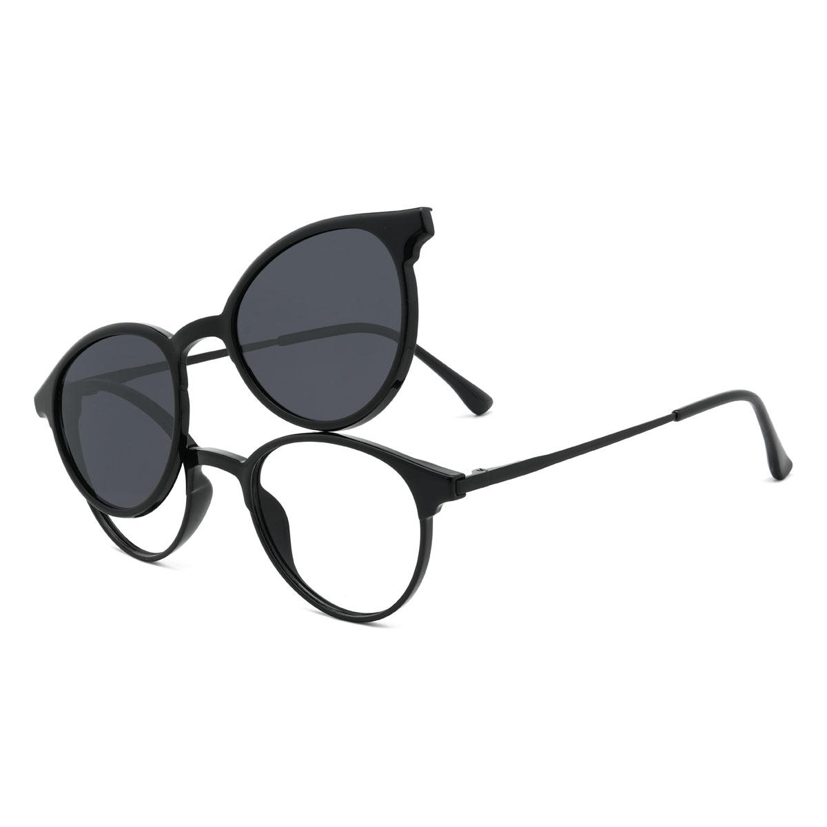 Schwarz Jibreel Brille - Oval Clip-On Sunglasses