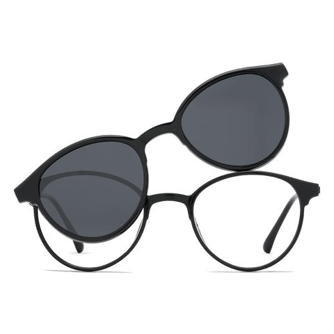 Black Jibreel - Oval Clip-On Sunglasses