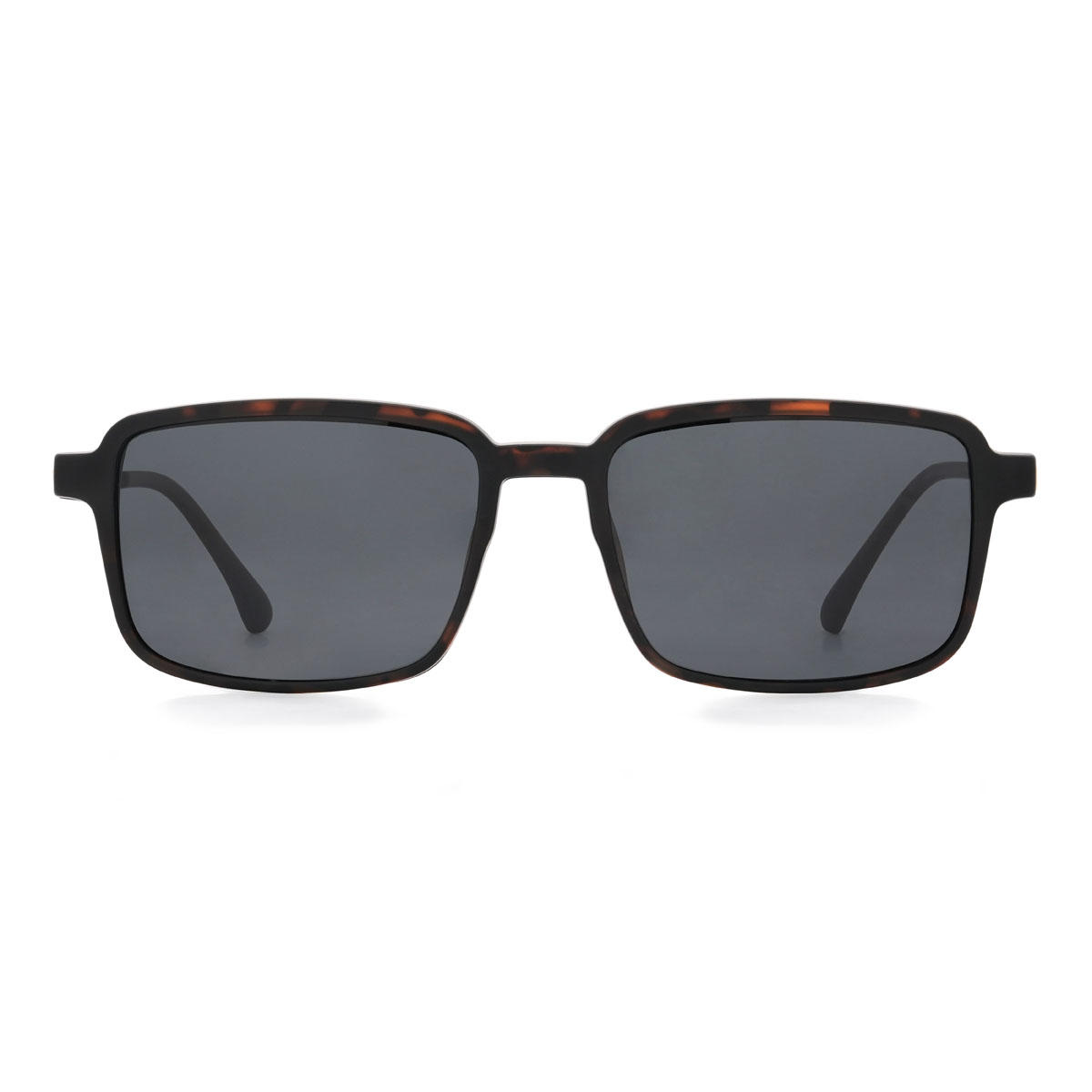 Tortoiseshell Tyrese Glasses - Rectangle Clip-On Sunglasses