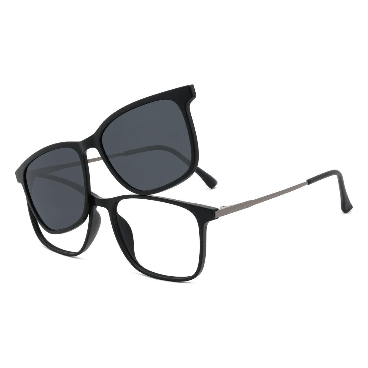 Negro Zohaan Gafas - Rectangle Clip-On Sunglasses