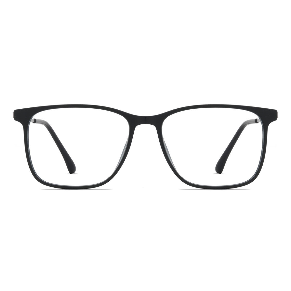 Black Grey Zohaan Glasses - Rectangle Clip-On Sunglasses