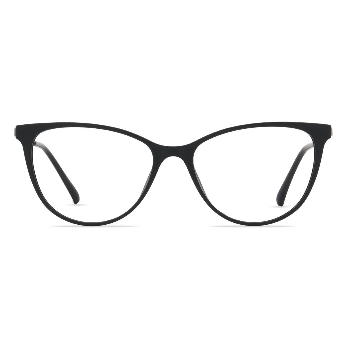 Black Silver Karissa Glasses - Cat Eye Clip-On Sunglasses