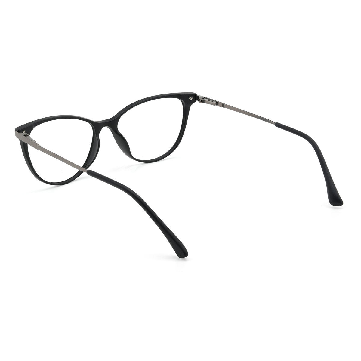 Black Silver Karissa Glasses - Cat Eye Clip-On Sunglasses