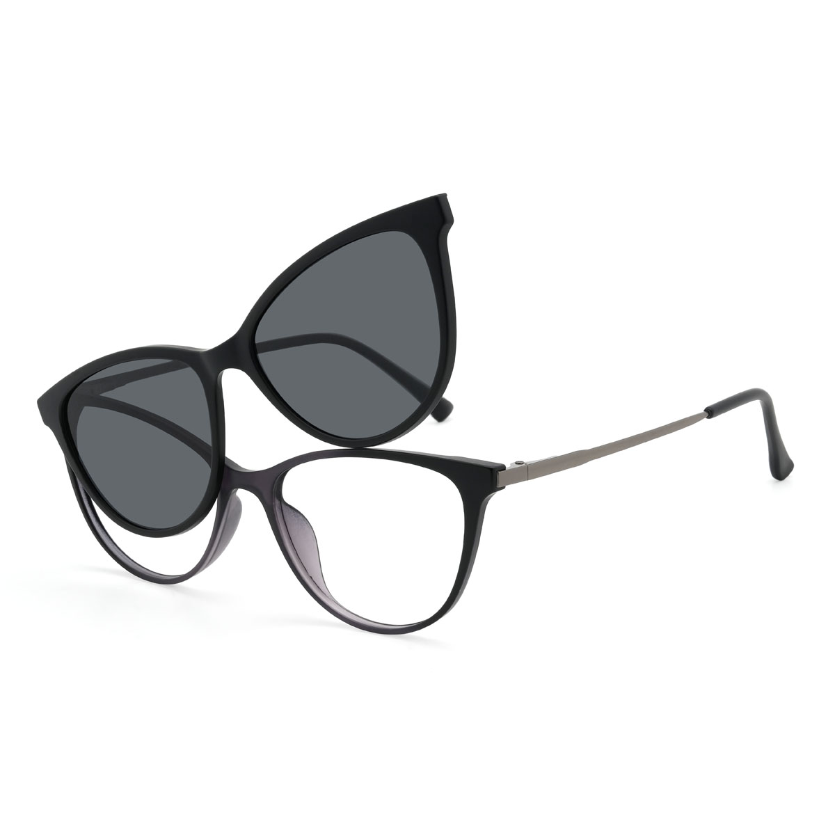 Morado Karissa Gafas - Cat Eye Clip-On Sunglasses