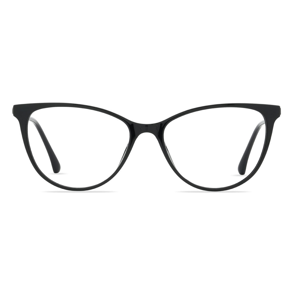 Black Karissa Glasses - Cat Eye Clip-On Sunglasses