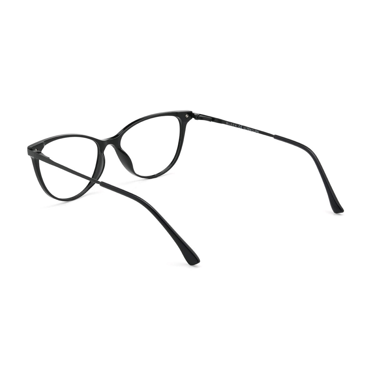 Black Karissa Glasses - Cat Eye Clip-On Sunglasses