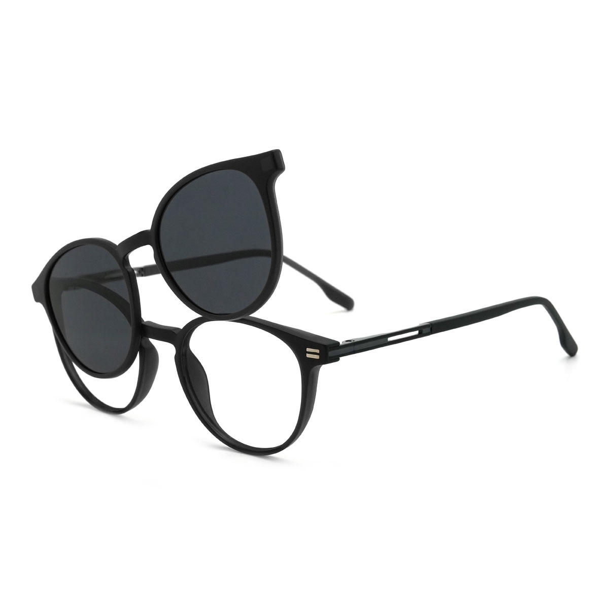 Schwarz Dezmond Brille - Oval Clip-On Sunglasses