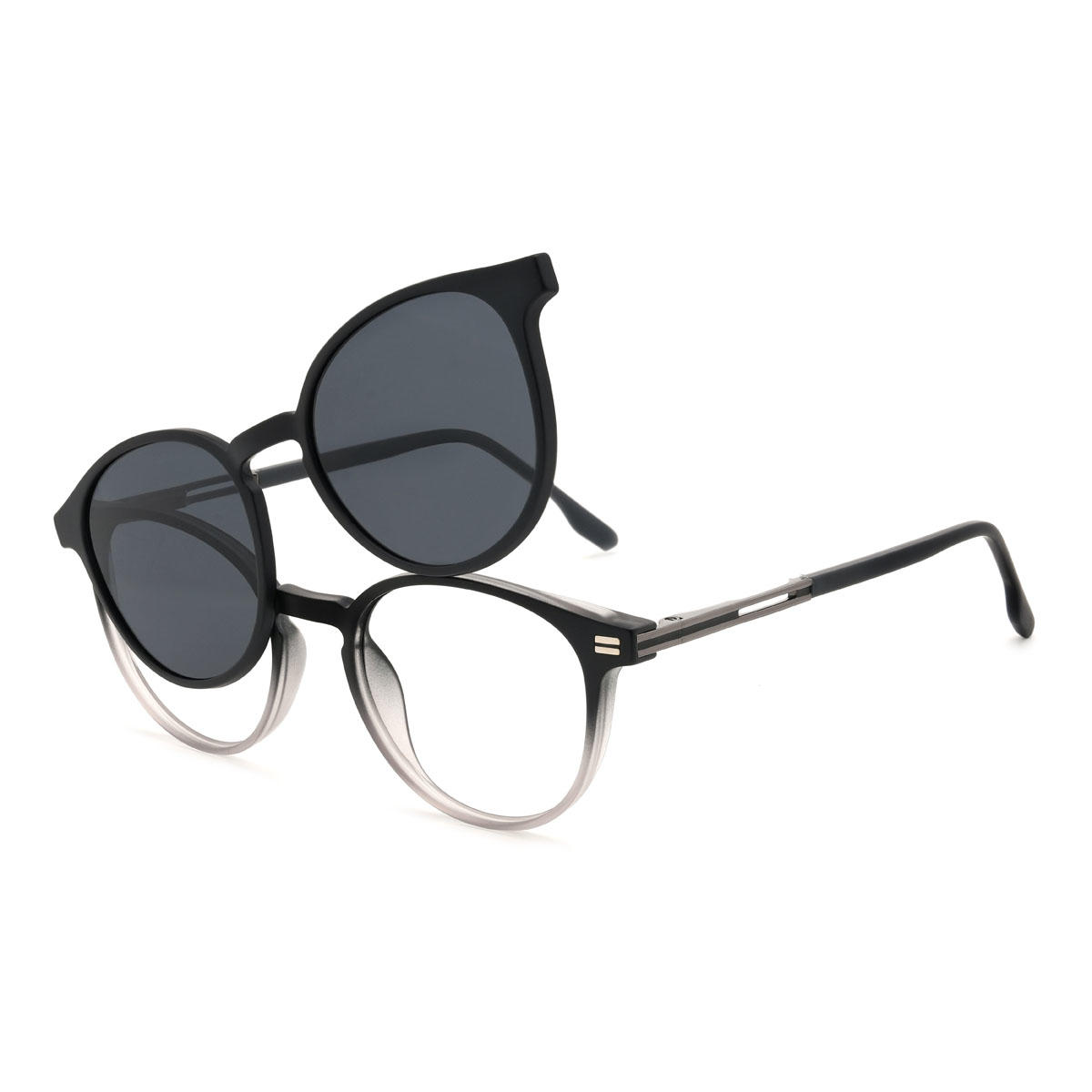 Farbverlauf Schwarz Dezmond Brille - Oval Clip-On Sunglasses