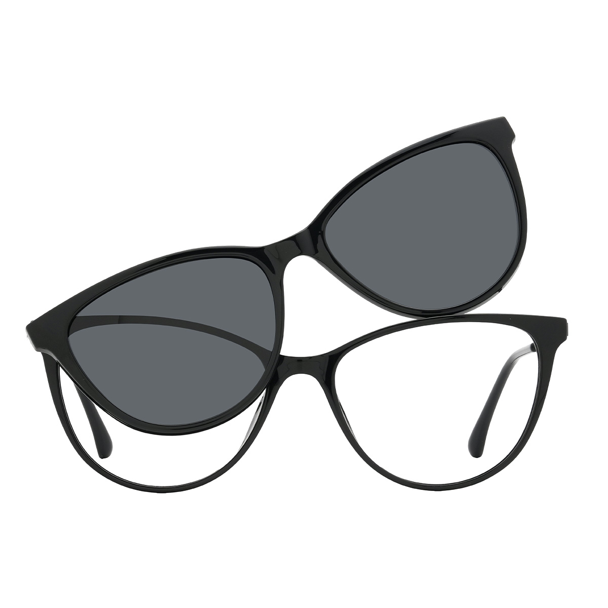 Fekete Karissa - Cat Eye Clip-On Sunglasses