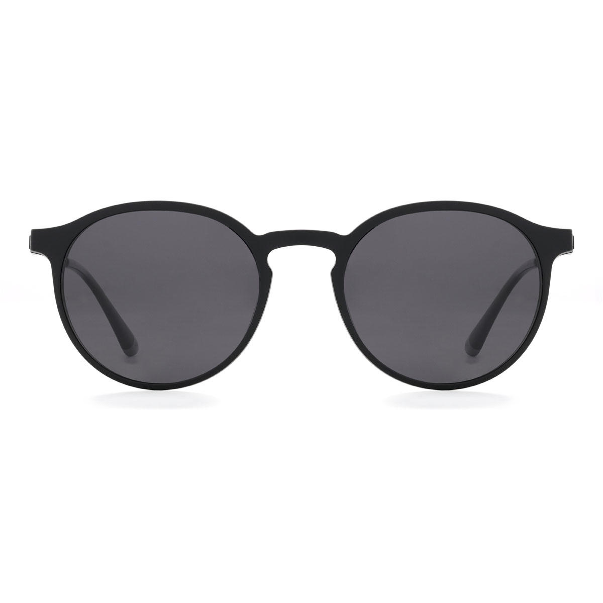 Negro Gris Maksim Gafas - Oval Clip-On Sunglasses