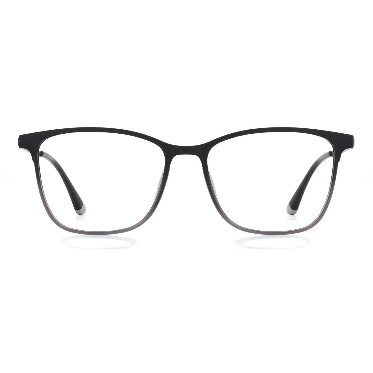 Negro Gris Idrees Gafas - Rectangle Clip-On Sunglasses