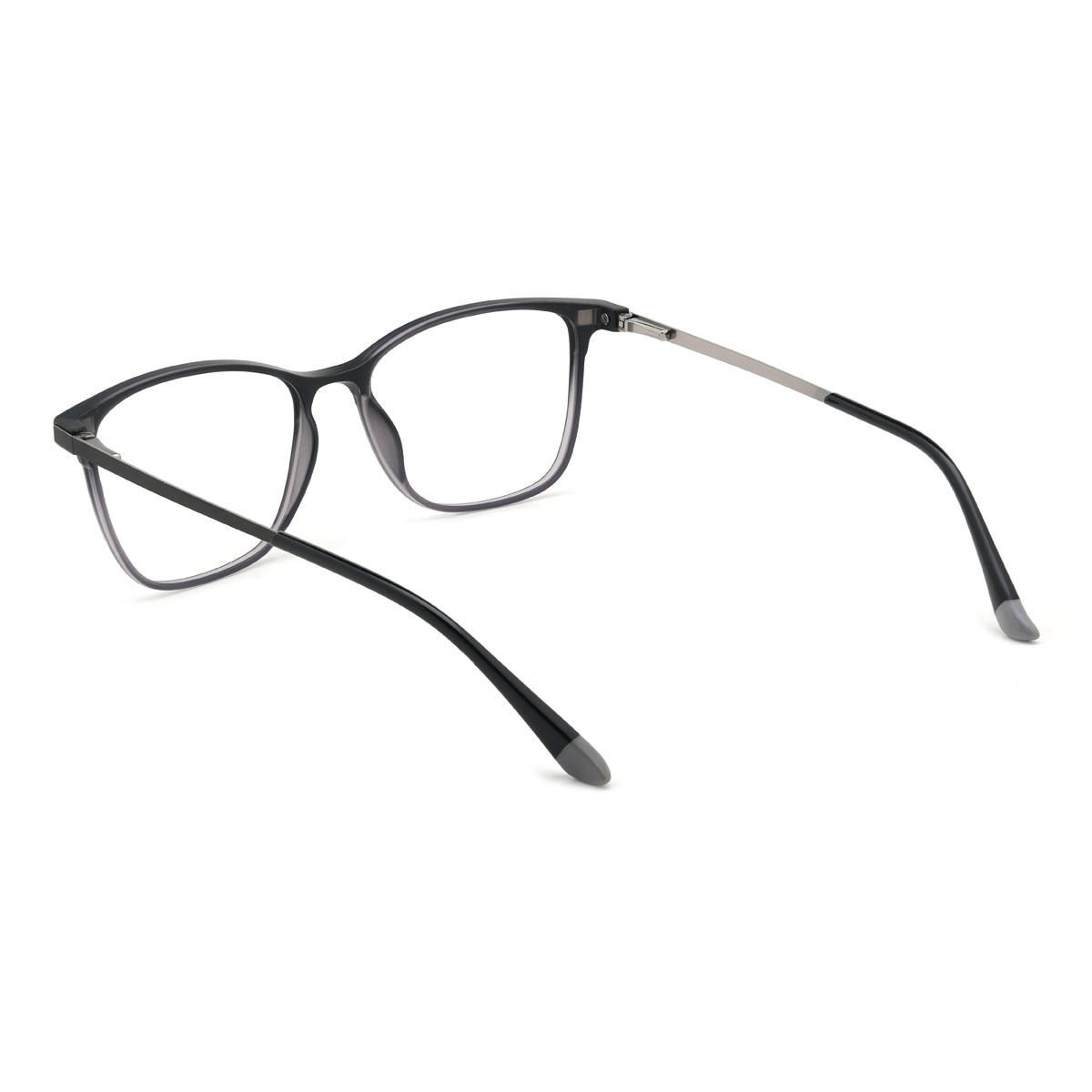 Negro Gris Idrees Gafas - Rectangle Clip-On Sunglasses