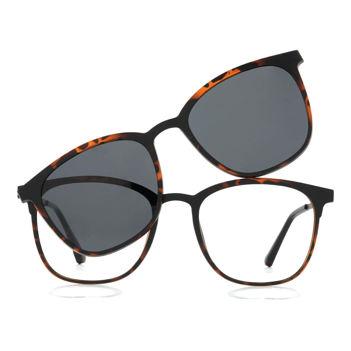 Écaille Kaladin Lunettes - Rectangle Clip-On Sunglasses