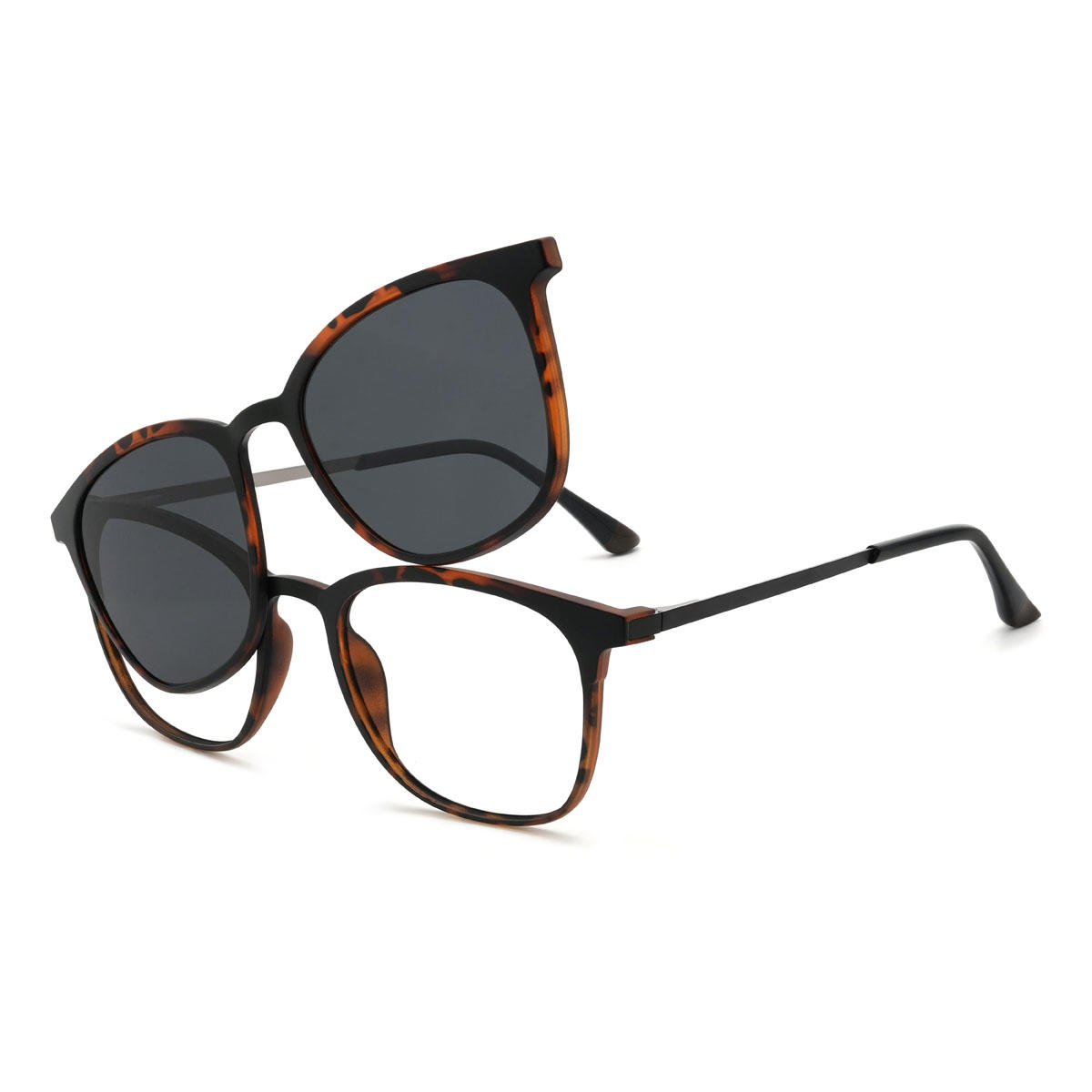 Écaille Kaladin Lunettes - Rectangle Clip-On Sunglasses