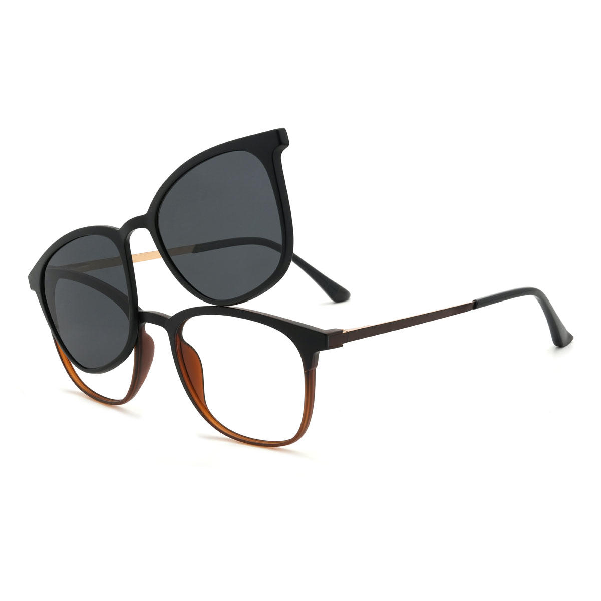 Marrón Negro Kaladin Gafas - Rectangle Clip-On Sunglasses
