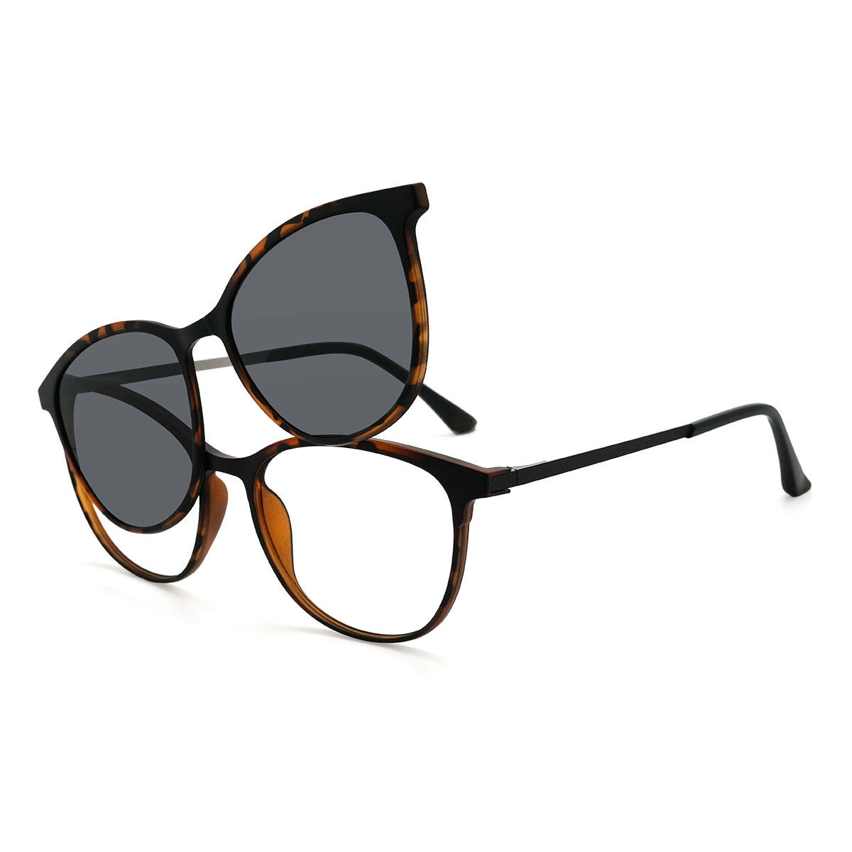 Écaille Conan Lunettes - Oval Clip-On Sunglasses