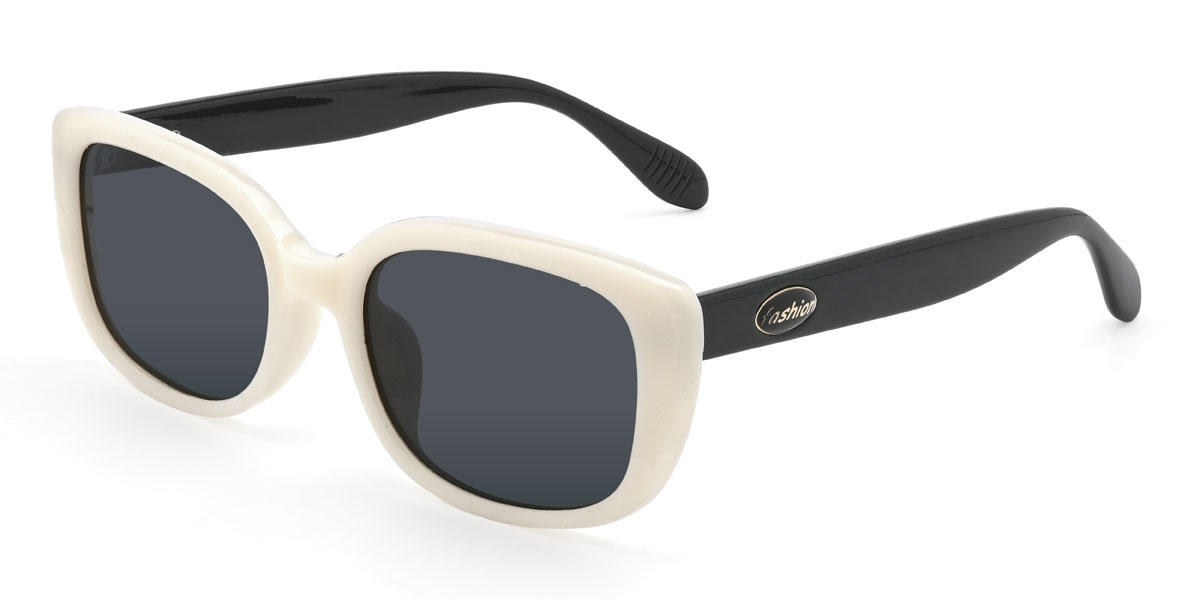 Blanco lechoso Gris Mykel Gafas - Rectangle Sunglasses