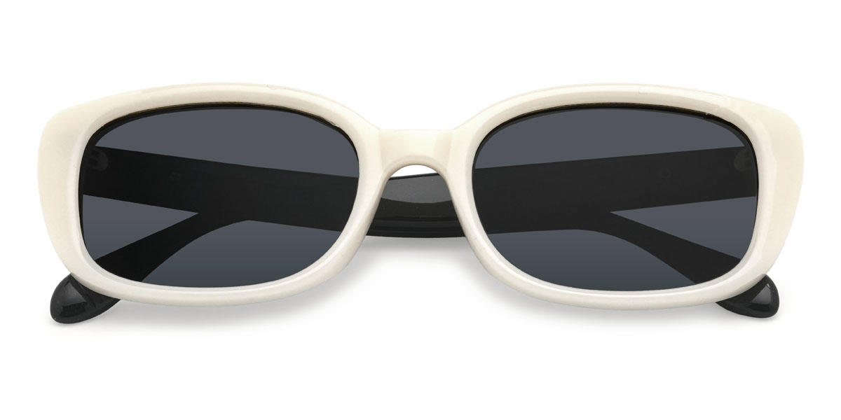 Blanco lechoso Gris Mykel Gafas - Rectangle Sunglasses