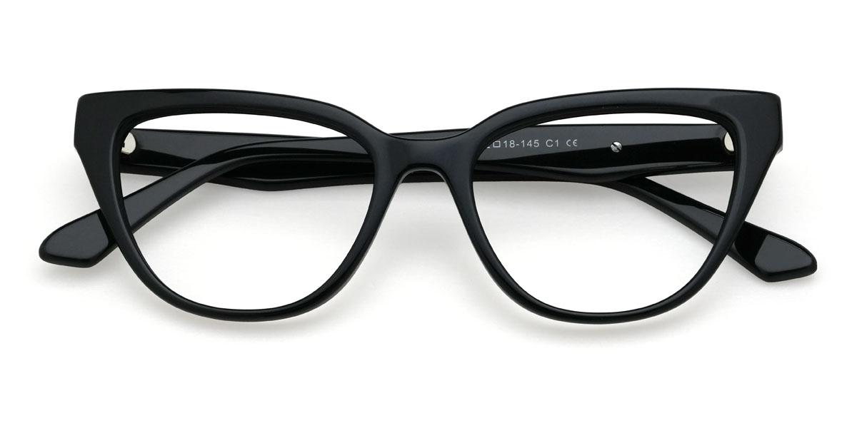 Black Syeda Glasses - Cat Eye Glasses