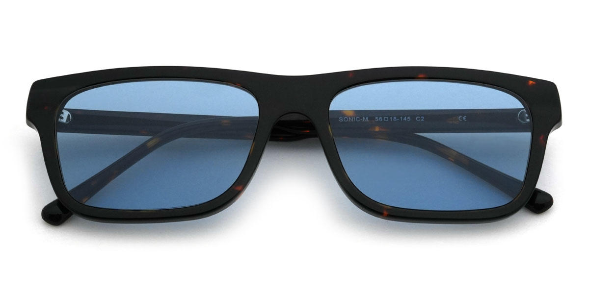 Tortoiseshell Blue Mylah Glasses - Rectangle Sunglasses