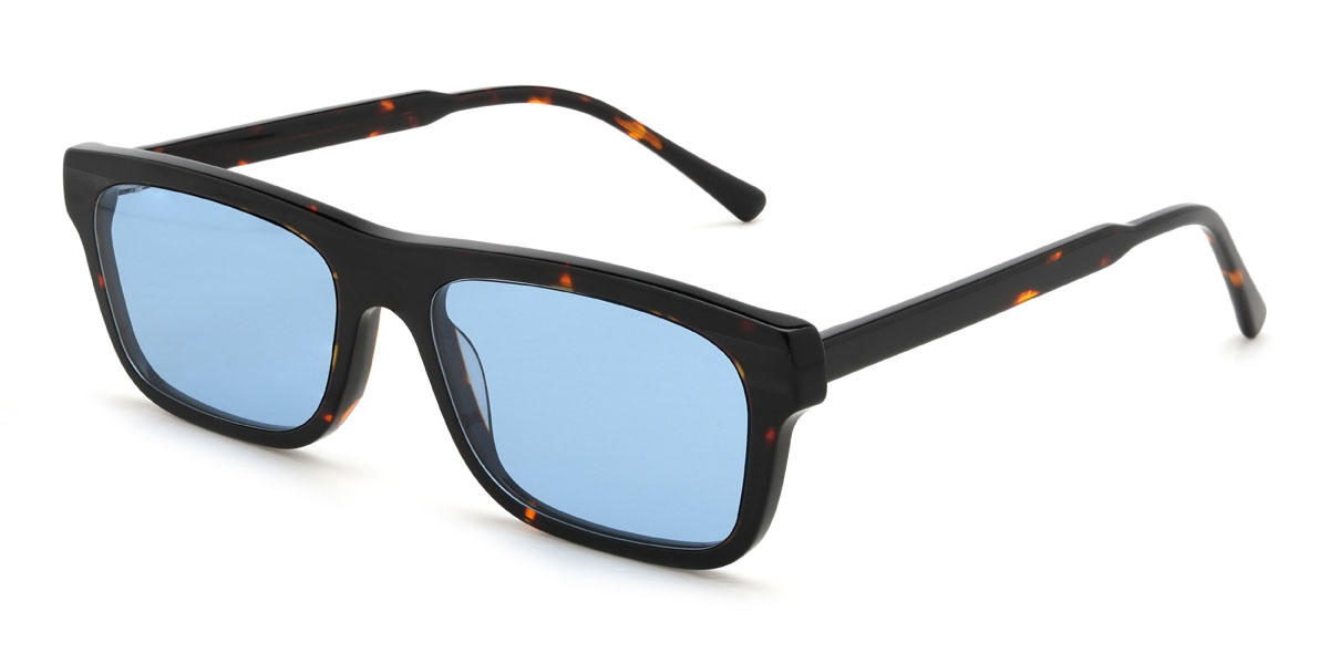 Tortoiseshell Blue Mylah Glasses - Rectangle Sunglasses