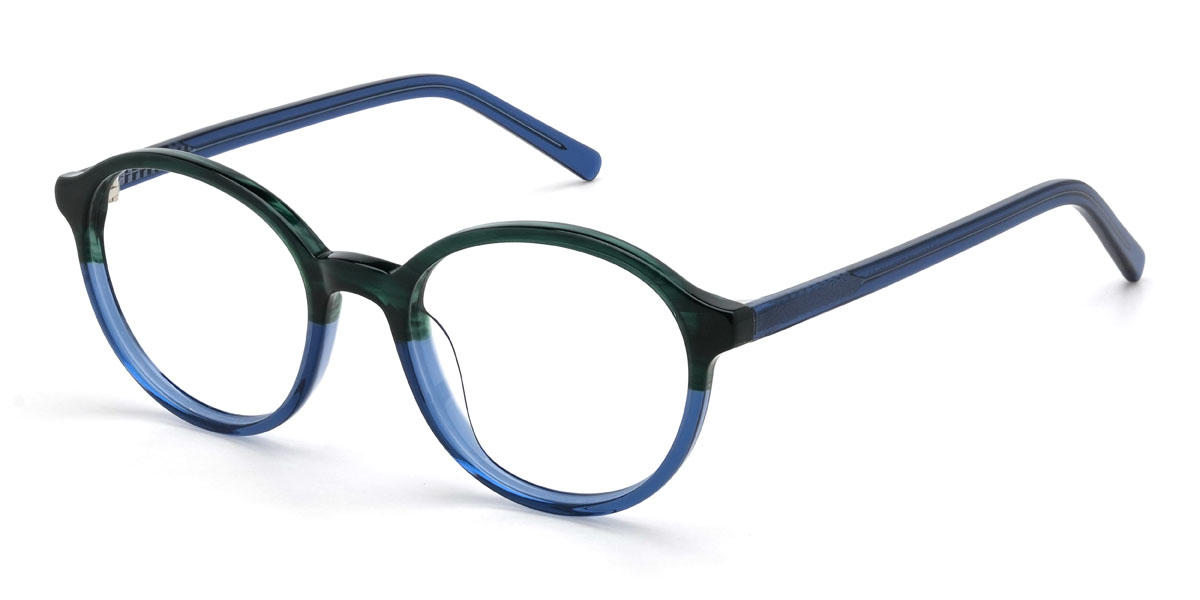 Green Blue Izaiah Glasses - Oval Glasses