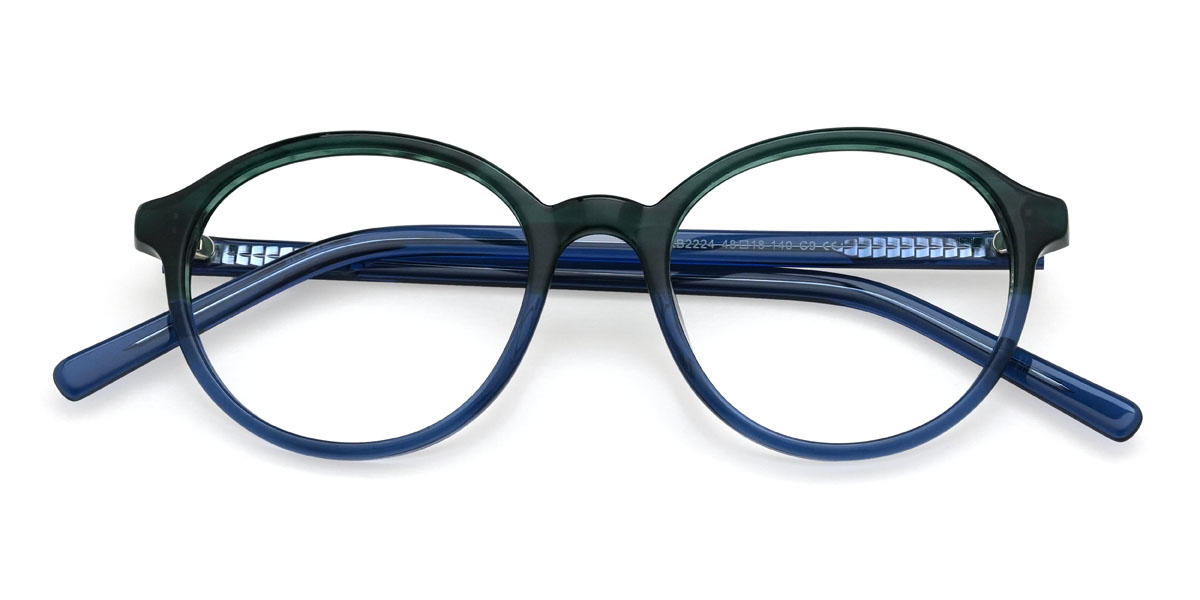 Green Blue Izaiah Glasses - Oval Glasses