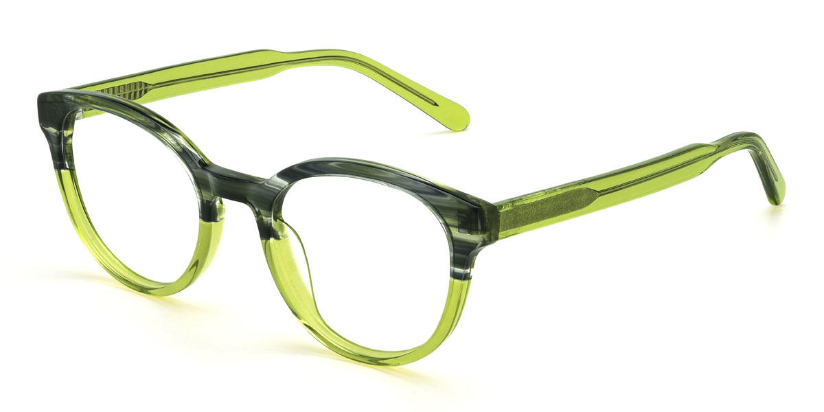 Green Tortoiseshell Green Fatema Glasses - Oval Glasses