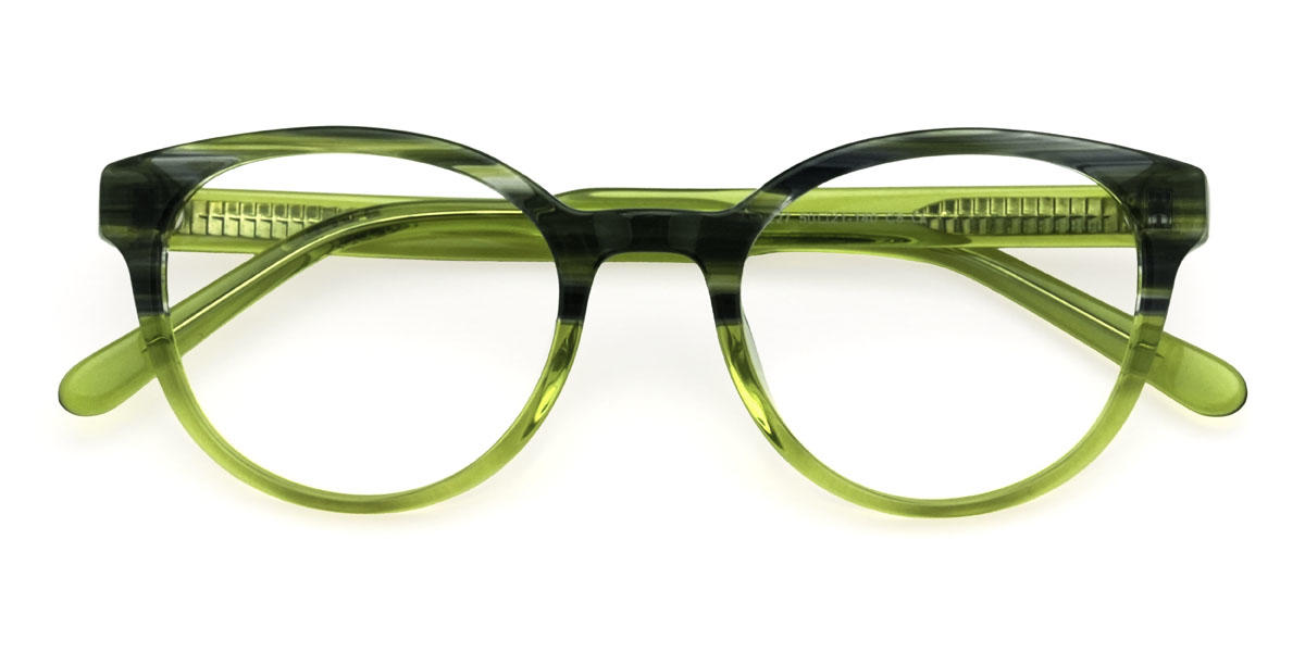 Green Tortoiseshell Green Fatema Glasses - Oval Glasses