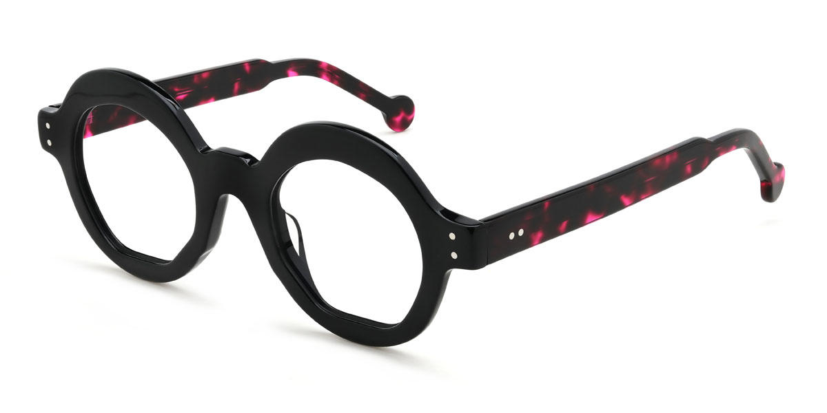 Black Pink Tortoiseshell Maddison Glasses - Round Glasses