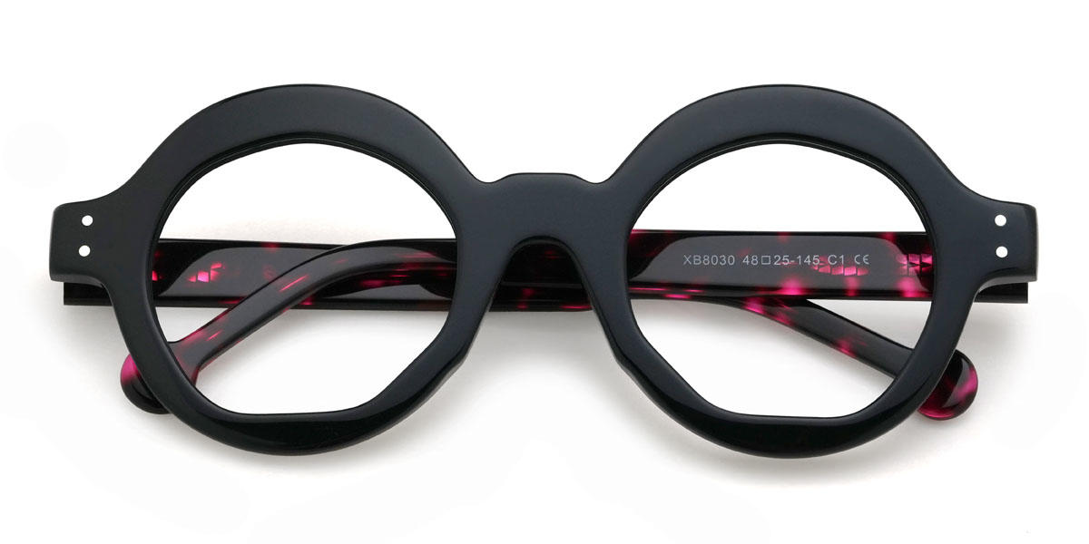 Black Pink Tortoiseshell Maddison Glasses - Round Glasses