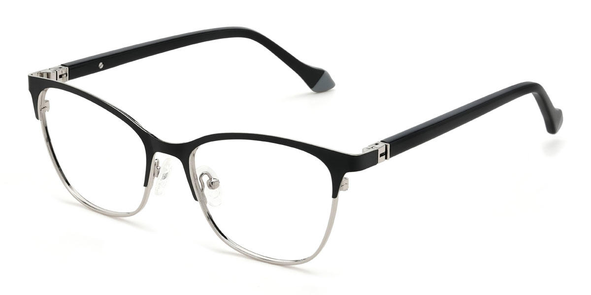 Black Silver Kensley Glasses - Rectangle Glasses