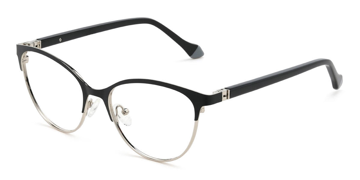 Schwarz Silber Charley Brille - Oval Glasses