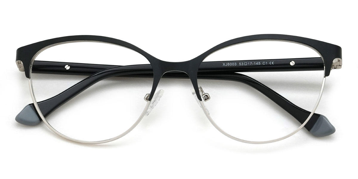 Schwarz Silber Charley Brille - Oval Glasses