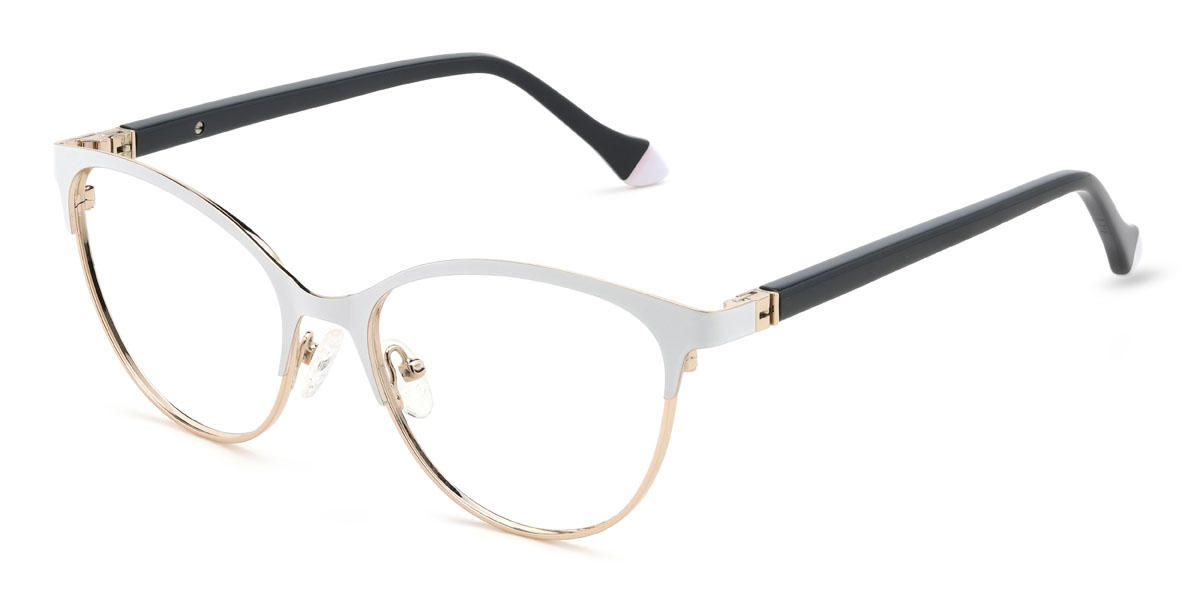Gold White Charley Glasses - Oval Glasses