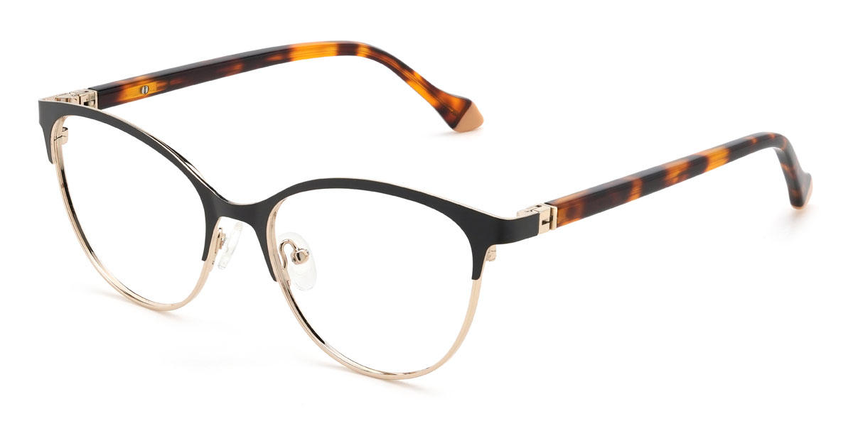 Gold Schwarz Charley Brille - Oval Glasses